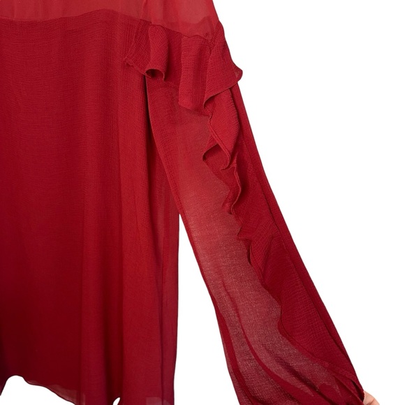 BCBGeneration MEDIUM Ruffle Sleeve Tent Dress NEW WITH TAGS Burgundy/Maroon CUTE - Picture 2 of 14